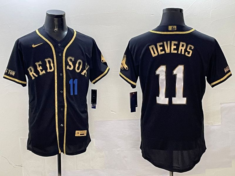 Men Boston Red Sox #11 Devers Black Gold three generations Elite 2025 Nike MLB Jersey style 4->boston red sox->MLB Jersey